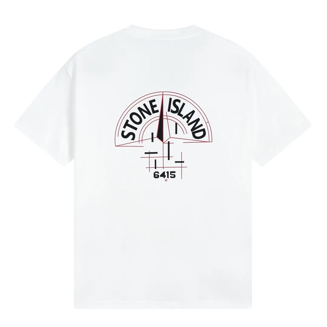 W652#P110💰 [Stone lsland/Stone Island summer new mechanical compass front and back printed pattern short-sleeved T-shirt] ⚠️[Original creation with high control of details] - Made of 260 grams of combed cotton with 32-count double yarn, soft and comfortable to the touch, sweat-absorbent and breathable. - Simple, basic and versatile style, original quality, the first choice for couples. - Made in a large factory, four needles and five threads on the shoulder, neatly arranged, high quality workmanship. - Same style for men and women. Very versatile, one piece for everyone, details are clearly visible. Color: Black White Size: M L